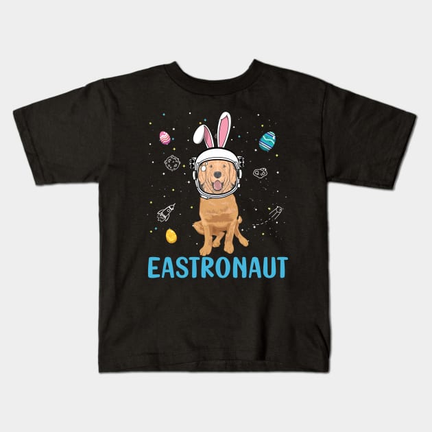 Eastronaut Golden Retriever Astronaut Easter Day Kids T-Shirt by cruztdk5